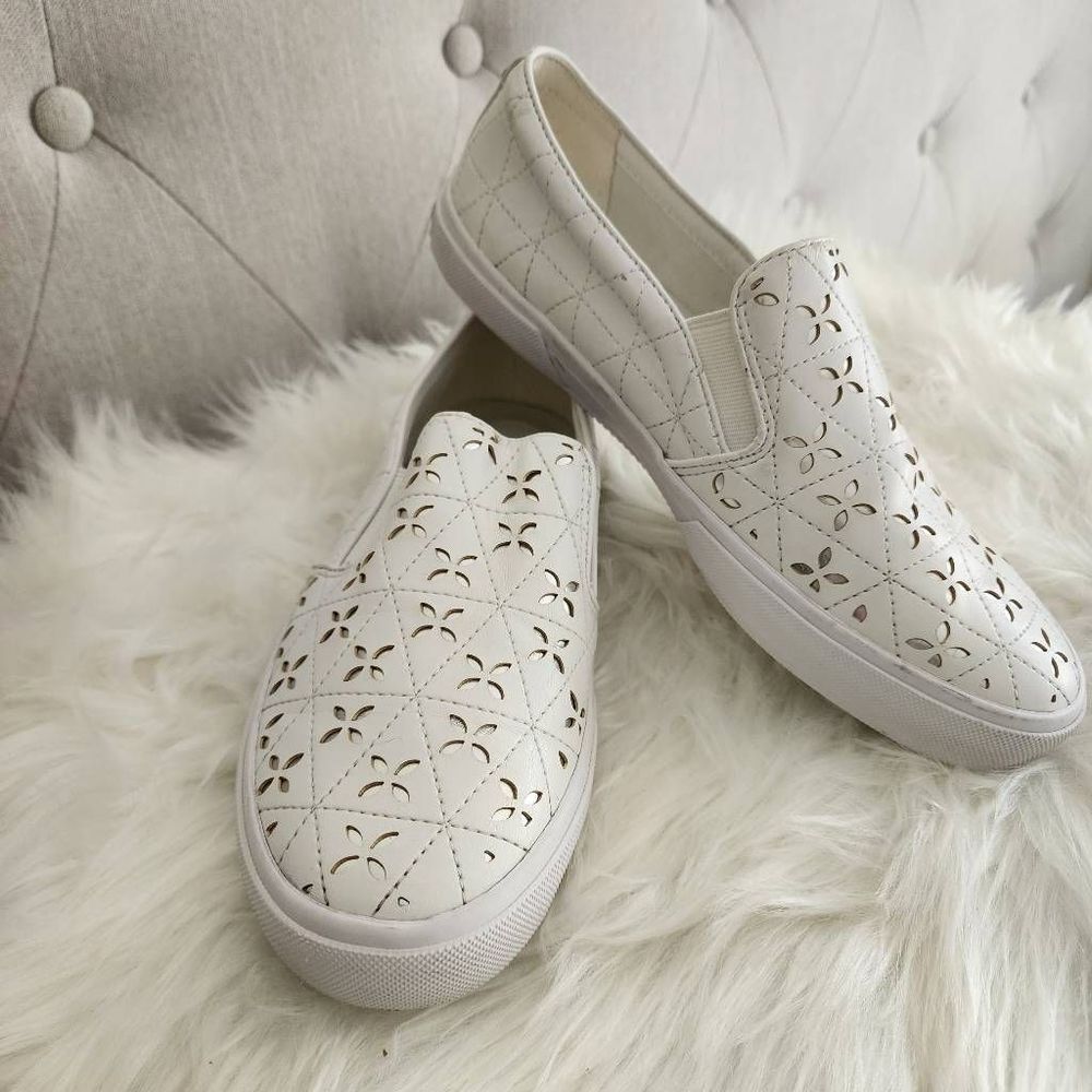 Michael kors White Faux-leather Slip on Sneakers Shoes Flats Size 7.5 Size 8.5